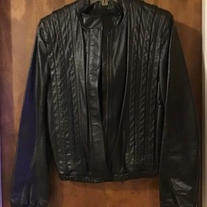 Black Leather Jacket - Vintage Berman’s - Size 10 - Excellent